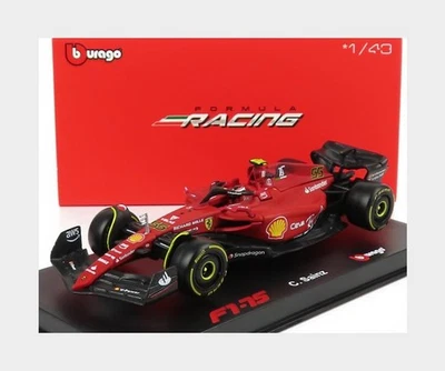 1:43 BURAGO Ferrari F1-75 #55 2022 Sainz +Helmet And Plastic Showcase BU36831S - Immagine 1 di 2