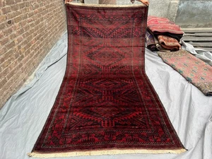 5x9 Vintage Afghan Baluchi Runner Rug Hand Knotted Wool Tribal Red Bedroom Rug - Picture 1 of 11