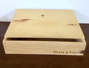 Aufbewahrungsbox Oliven & Kakao Handarbeit stabil Kiefernholz 14,5"x x 10" x 3,5" leer - Bild 1 von 9