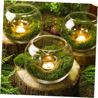  3 Set Christmas Glass Bubble Vase Votive Candle Holders for Table  - Image 1 of 4