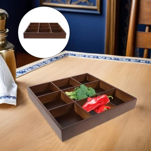  Vassoio Diviso Bambù 9 Scomparti - Piatto Sezionato Cibo Vegetali e Snack - Foto 1 di 12