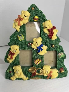 Vintage holiday 3 photo Frame Christmas Tree Teddy Bears JC Penney Gift Kids - Picture 1 of 5