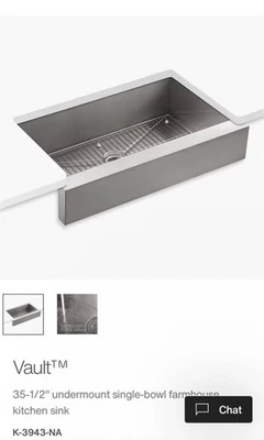 Fregadero de cocina de granja de acero inoxidable Kohler K-3943-NA Vault 35,5" bajo montaje Foto 1 de 4