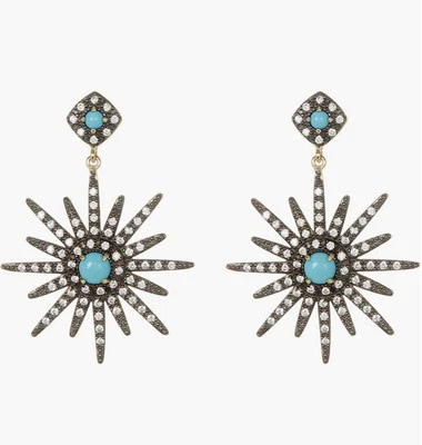 Pendiente ADORNIA 14K Oro Vermeil Turquesa y Cristal de Swarovski Starburst $475 Foto 1 de 2