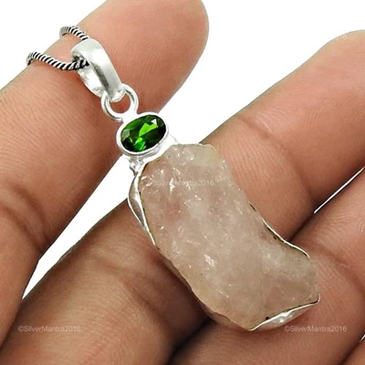 Cabochon Verde Onice Gemma Argento Sterling Massiccio Moglie Compleanno Pendente - Immagine 1 di 4