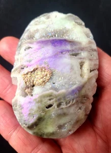 Large 2.7" 91g Flashy Druzy Geode Aura Sphalerite Crystal Palm Stone - Picture 1 of 23