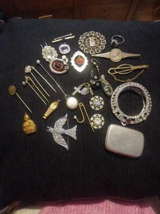 Job Lot Antique Victorian Jewellery Stick Pins Tie Pin brooches Egyptian French - Picture 1 of 24