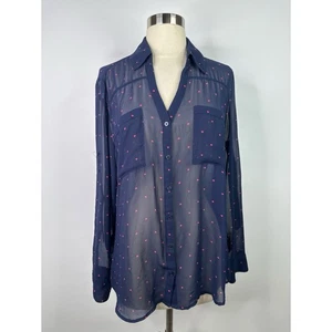 Camisa Express The Portofino mangas con lengüeta enrollable abotonada para mujer Top transparente XL - Imagen 1 de 11