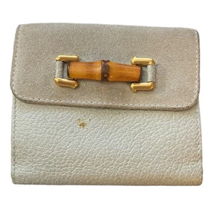 Gucci Geldbörse Baby Blau Leder Bambus Bi Fold Faltbar - Bild 1 von 8