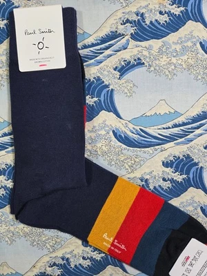 Paul Smith Mens Italian Socks Ulf Artist Stripe Navy Multicol F729 1-Size Cotton - image 1 of 4