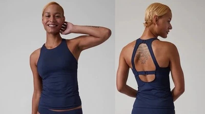 ATHLETA 36 D/DD Maldives High Neck Swim Tank Blue Tankini Padded #405829 - Image 1 of 4