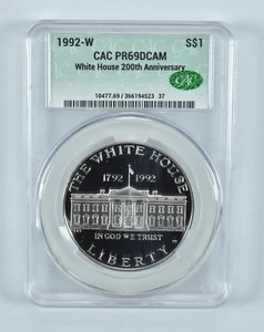 1992-W White House Commemorative Silver Dollar PR69 DCAM CAC CACg *9854 - Picture 1 of 5