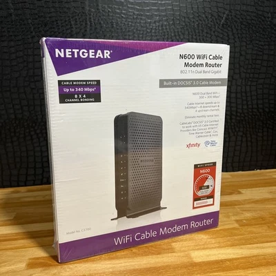 NETGEAR N600 WiFi Cable Modem Router #C3700~802.11 Dual Band Gigabit~NEW/SEALED - Image 1 of 4