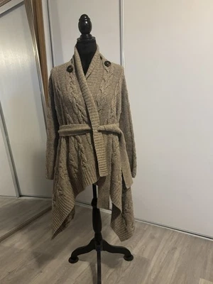 Cárdigan abierto Sparrow para mujer mezcla de lana mediana capas Cabincore invierno Anthro Foto 1 de 4