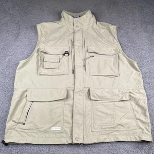 Columbia GRT Gilet Uomo 2XL Beige Nylon Full Zip Omni Dry Multitasche Outdoor - Foto 1 di 17