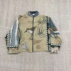 Sudadera vintage Maxson Tapestri para hombre XL marrón años 90 pájaros cremallera - Imagen 1 de 16
