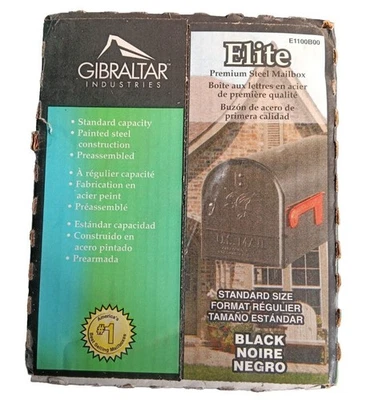 Gibraltar E1100B00 Standard Size Galvanized Steel Rural Mailbox Black — 第 1/4 张图片