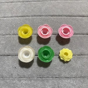 Vintage Plastic Rose Flower Cake Decor Candle Holders Mixed Colors , Lot Of 6 - Picture 1 of 6