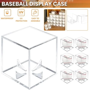 Confezione 6 Vetrine Baseball Protette UV Acrilico Trasparente Porta Palline Quadrate - Foto 1 di 13