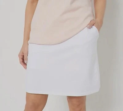 Pantalón corto de felpa francesa Denim & Co con bolsillos talla 5X blanco A501302 Foto 1 de 3