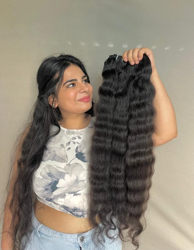 Индийские сырые натуральные кудрявые пучки человеческих волос — 100% необработанные — краситель до 613 - Изображение 1 из 4