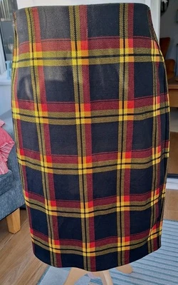 Ladies Size 16, Tartan Straight Skirt. Elasticated Waist. Black,orange & Yellow. - Image 1 of 4
