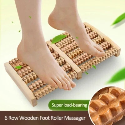 Wooden 6-row foot massager for pain relief stress reduction, and shiatsu therapy - image 1 of 4