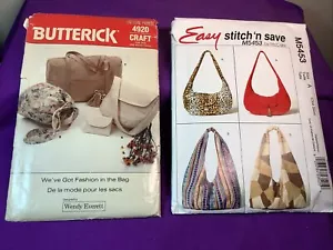 Lot 2 Uncut Handbags Hobo Purse Designer Style Sewing Patterns Wendy Everett X4 - Picture 1 of 7