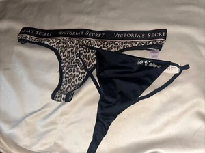 Victoria's Secret Je t' aime Rhinestone V String Thong & Cheetah Panty Medium - Picture 1 of 11