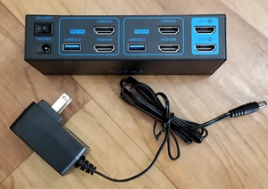 8K HDMI KVM Switch 2 Monitors 2 Computers Dual Monitor Support 8K@60Hz 4K@120Hz - Picture 1 of 4