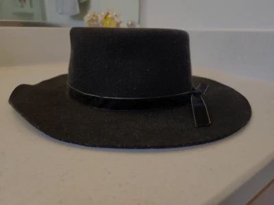 Falta de Color Benson Tri Negro 100% Lana Australiana Terciopelo Borde Sombrero Grande 59 CM Foto 1 de 2