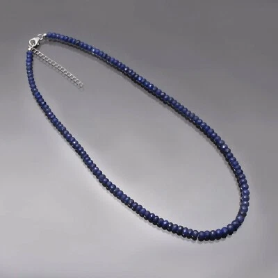 Collar de cuentas rondelle facetado zafiro azul natural 4-6 mm collar de zafiro Foto 1 de 4