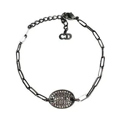Pulsera Dior Logo Plata Jadore Monograma Cristal Diamante Metal Etiqueta De Colección Y2K Foto 1 de 4