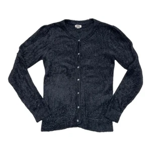 Cat & Jack Black Fuzzy Shimmer Cardigan Girls XL - Picture 1 of 5