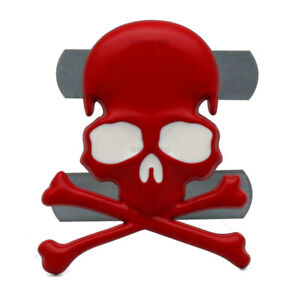 Metal Skull Skeleton Crossbones Car Grill Grille 3D Badge Sticker Emblem Red 