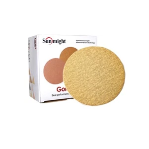 Sunmight Gold Hook & Loop 6" DA Abrasive Sandpaper (40-1000 Grit) 25/Box - Picture 1 of 4