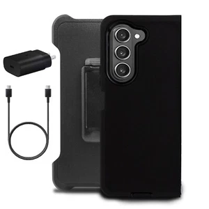 For Samsung Z Fold 5 5G Case Shockproof Defender Holster Belt Clip +Fast Charger - Picture 1 of 20
