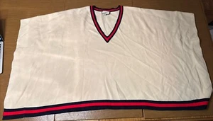 Tuckernuck Camden Ivory Cream Red Blue Soft Knit V Neck Poncho Cape One Size - Picture 1 of 4