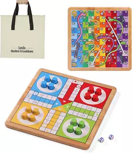 12 Inch Ludo & Snakes & Ladders 2-In-1 Classic Board Game for Adults & Kids, Inc - Picture 1 of 12