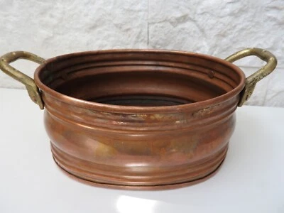 POT DE FLEUR ANCIEN ,JARDINIERE EN CUIVRE ,CACHE POT ,CHAUDRON JARDIN MAISON - Photo 1/4