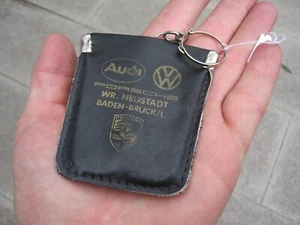 PORSCHE AUDI VW KEY CHAIN FOB LEATER BADEN DEALER NEUSTADT 356 911 BEETLE SAMBA - Picture 1 of 6