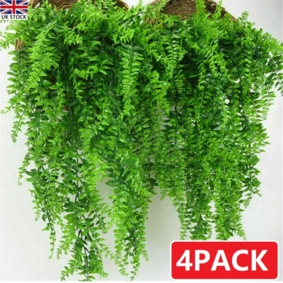 4X Artificial Hanging Fake Fern Succulent Trailing Ivy Vines Plant Flower Basket - Image 1 of 4