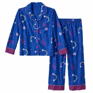 SO  Blue Rainbow Button Up Pants 2 Piece Pajamas Set New FREE SHIP - Picture 1 of 1