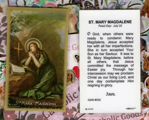 St. Saint Mary Magdalene + Prayer + Feast Day -  Laminated Holy Card GAN#035L - Picture 1 of 3