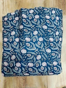 25 Yard Hand Block Print Handmade Cotton Indian Natural Sanganeri Print Fabric - Picture 1 of 3