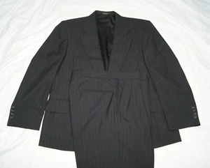 barrington 2 piece suit men's jacket 44S pants 36x30 black w/ pinstripes - Picture 1 of 23