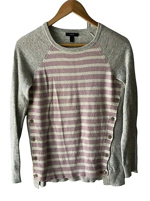 Suéter J Crew Para Mujer Talla XXS Mezcla Lana y Cabello de Conejo Gris Multi Rayas Foto 1 de 4