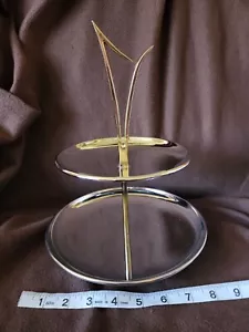 Mid Century Modern Stainless Steel 2 Tier Serving Condiment Tray MCM VINTAGE - Picture 1 of 7