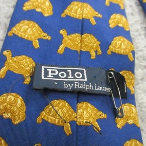 Vintage Polo Ralph Lauren Mens Turtle Animal Print Silk Tie FLAW Suit Dress - Picture 1 of 11