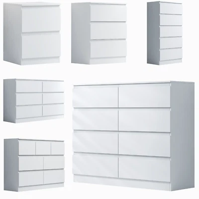 Chest Of Drawers Matt White Finish Modern Bedroom Furniture Bedside Table - Image 1 of 4